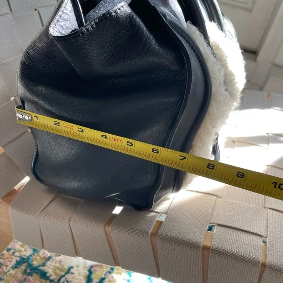 CELINE mini luggage tote bag in leather/shearling - Picture 10 of 15